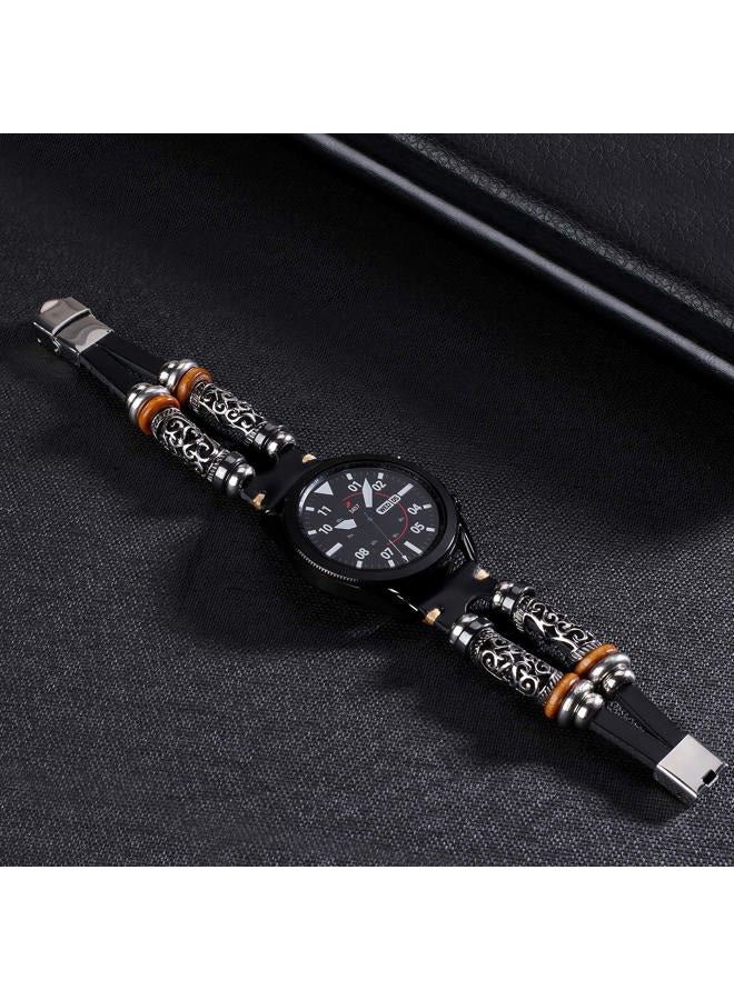 KONAFEI Compatible with Samsung Galaxy Watch 6&5&4&3 Band/40mm 44mm/Watch 5 Pro/Watch 6&4 Classic 43mm/47mm/42mm/46mm/Active 2/Garmin Venu, 20mm Leather Bracelet Metal Buckle Strap for Women&Men - Image 4