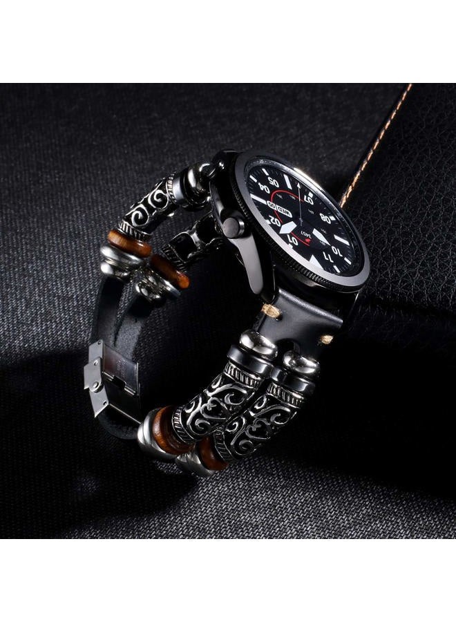 KONAFEI Compatible with Samsung Galaxy Watch 6&5&4&3 Band/40mm 44mm/Watch 5 Pro/Watch 6&4 Classic 43mm/47mm/42mm/46mm/Active 2/Garmin Venu, 20mm Leather Bracelet Metal Buckle Strap for Women&Men - Image 2