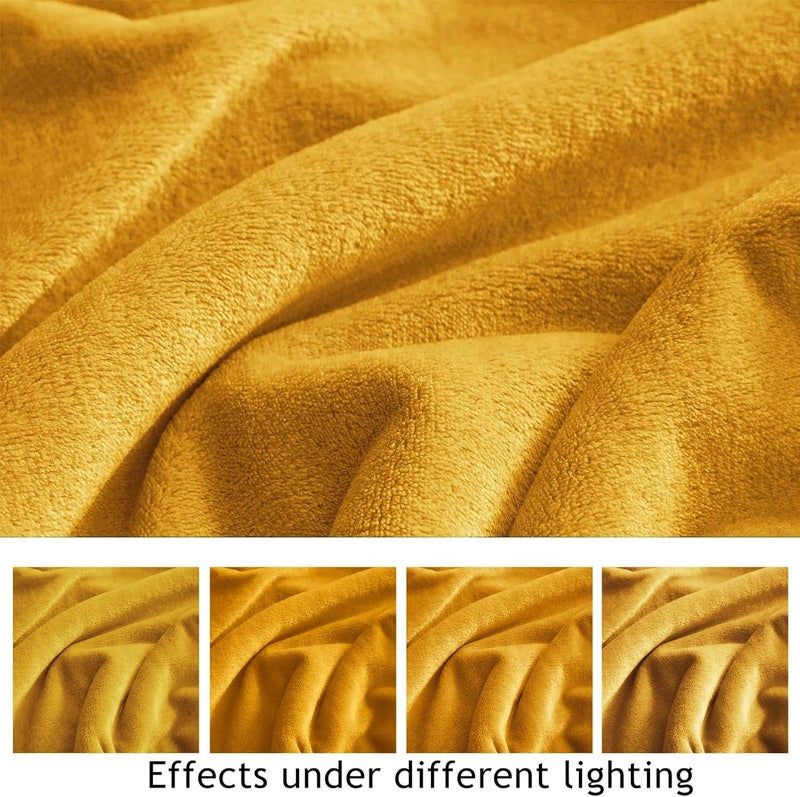 KMUSET Fleece Blanket Twin Size Honey Yellow Lightweight Super Soft Cozy Fuzzy Bed Blankets Microfiber Factory Shop - Image 4