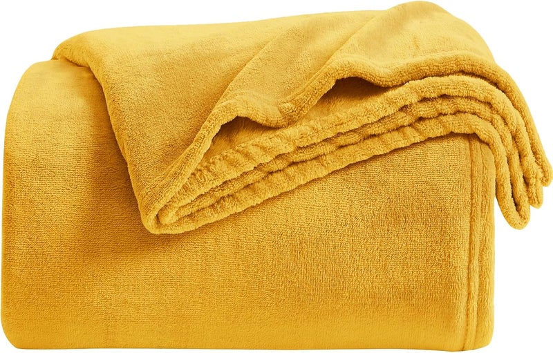 KMUSET Fleece Blanket Twin Size Honey Yellow Lightweight Super Soft Cozy Fuzzy Bed Blankets Microfiber Factory Shop - Image 2