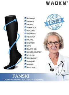 WAOKN 3 pairs of Black Copper Compression Stockings for Women & Men Calf Socks,Pressure Socks,Elastic Socks,Yoga Socks,Best Support for Running,Hiking,Nursing,Sports,Cycling and so on  - Image 2