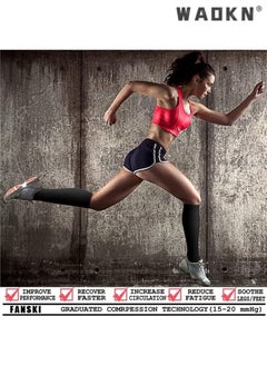 WAOKN 3 pairs of Black Copper Compression Stockings for Women & Men Calf Socks,Pressure Socks,Elastic Socks,Yoga Socks,Best Support for Running,Hiking,Nursing,Sports,Cycling and so on  - Image 3