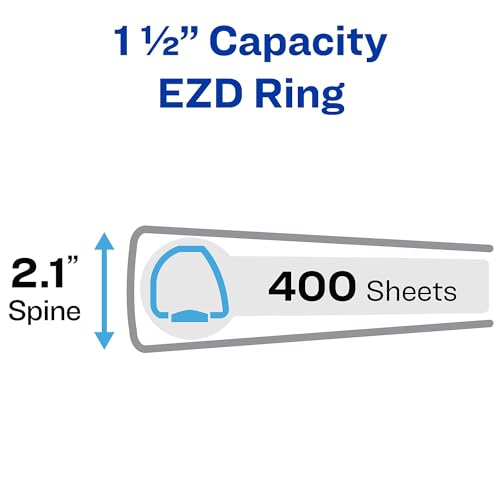 Avery Heavy-Duty View 3 Ring Binder, Extra Wide, 1.5" EZD Rings, 1 White Binder (01319) - Image 2
