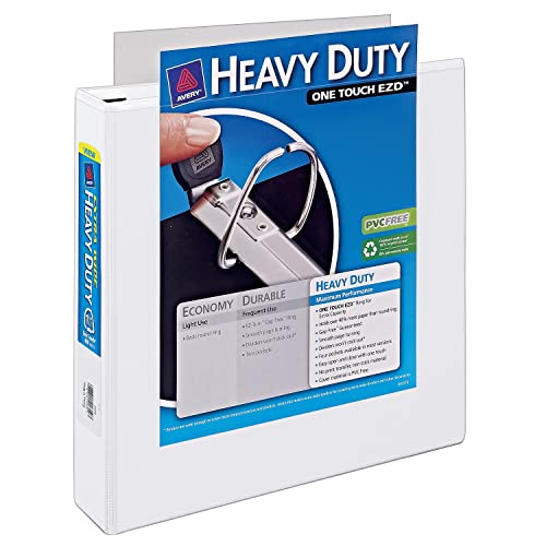 Avery Heavy-Duty View 3 Ring Binder, Extra Wide, 1.5" EZD Rings, 1 White Binder (01319) - Image 1