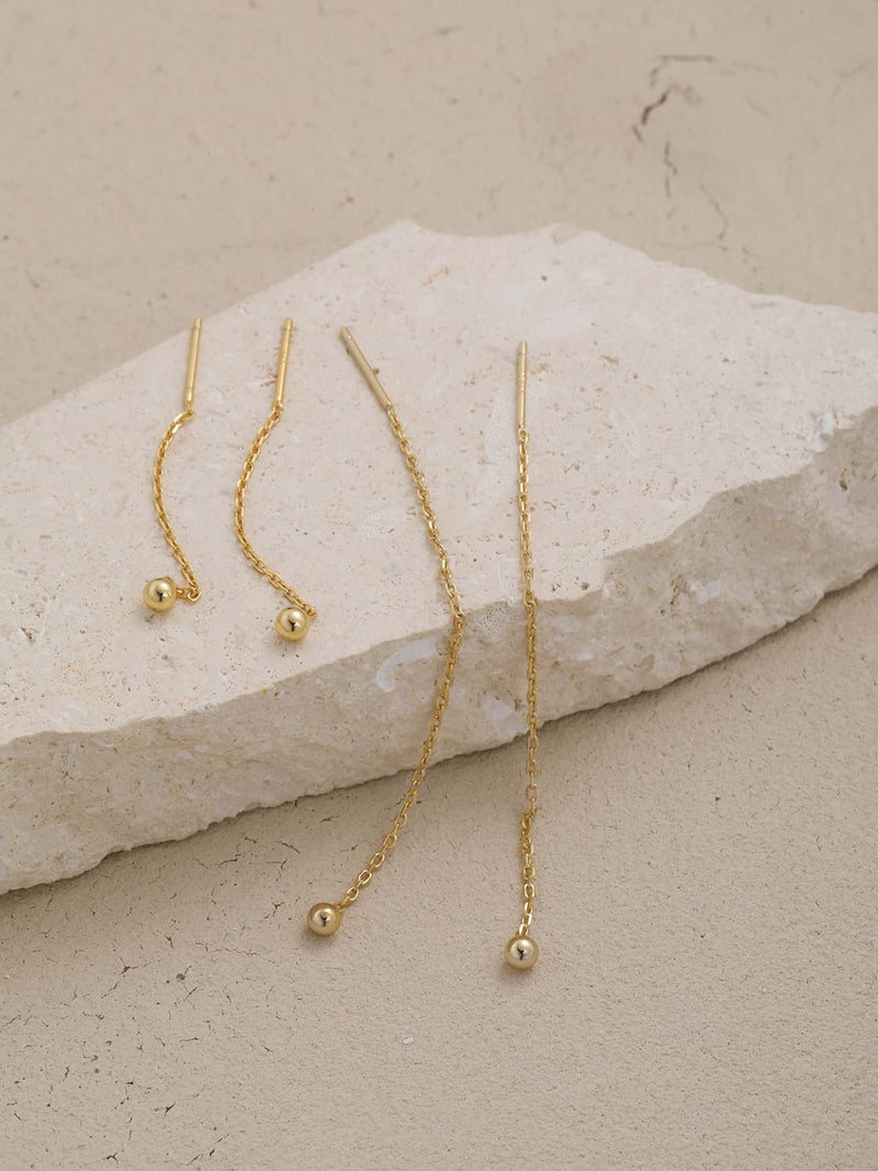 S.Leaf Threader Earrings for Women Threader Earrings Sterling Silver Chain Earrings Tassel Earrings Gold Earrings for Women 3cm - Image 5