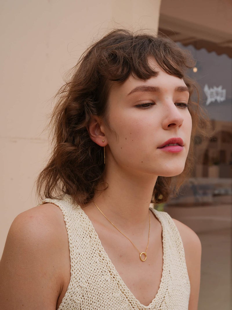 S.Leaf Threader Earrings for Women Threader Earrings Sterling Silver Chain Earrings Tassel Earrings Gold Earrings for Women 3cm - Image 2