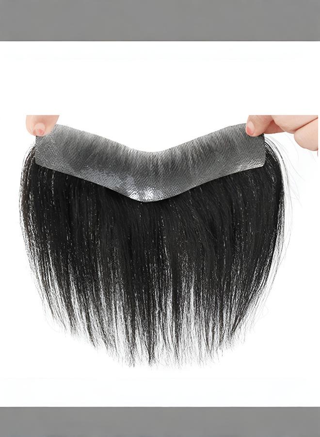 Men's forehead hairpiece, specially designed for thinning hairlines, crafted from real human hair, seamless on the forehead, perfectly covers bald areas, suitable for daily wear and pairing with wigs. - Image 1