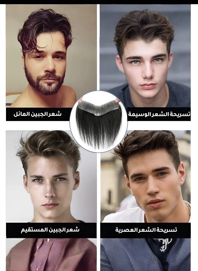 Men's forehead hairpiece, specially designed for thinning hairlines, crafted from real human hair, seamless on the forehead, perfectly covers bald areas, suitable for daily wear and pairing with wigs. - Image 5