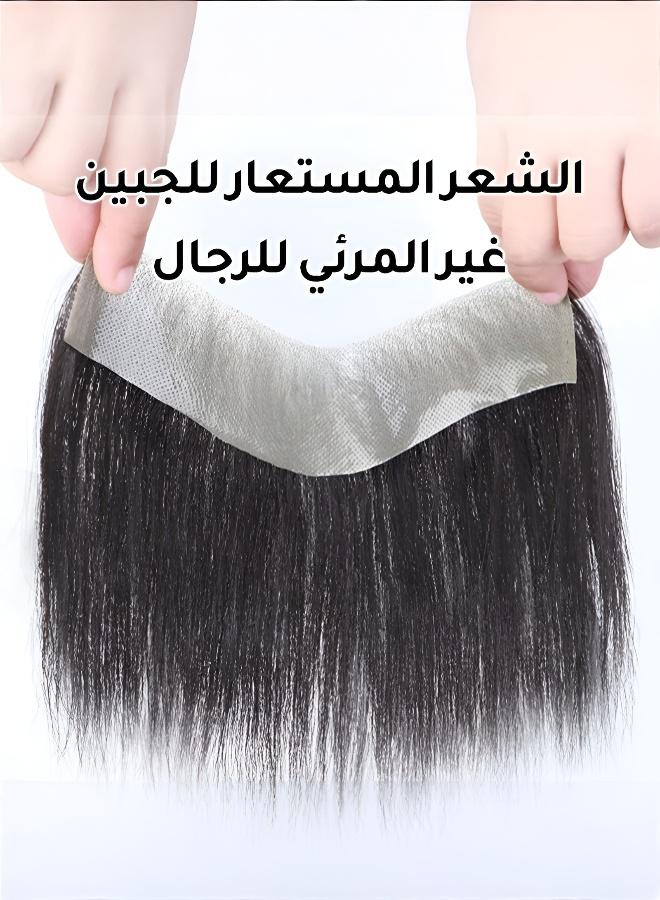 Men's forehead hairpiece, specially designed for thinning hairlines, crafted from real human hair, seamless on the forehead, perfectly covers bald areas, suitable for daily wear and pairing with wigs. - Image 2