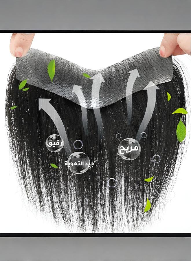 قطعة شعر للرجال مصممة خصيصًا للجبهة المتخلخلة، مصنوعة من شعر طبيعي حقيقي، غير ملحوظة على الجبهة، وتغطي منطقة تساقط الشعر بشكل مثالي، مناسبة للارتداء اليومي والتنسيق مع الباروكة. - Image 4