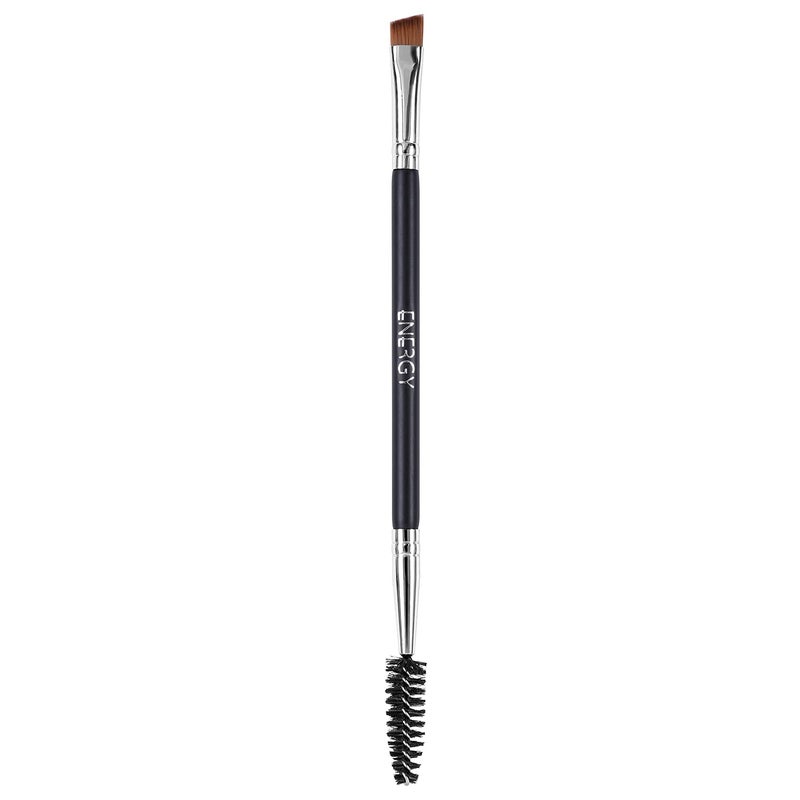 ENERGY Duo Eyebrow Brush Angled Eye Brow Brush and Spoolie Brushes Ultra Firm Thin Eyeliner Brush Premium Synthetic Eye Makeup Brush for Liquid Gel Cream Brow Eyeliner Defining Applicator Black - Image 1