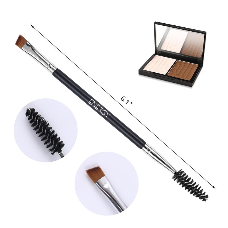 ENERGY Duo Eyebrow Brush Angled Eye Brow Brush and Spoolie Brushes Ultra Firm Thin Eyeliner Brush Premium Synthetic Eye Makeup Brush for Liquid Gel Cream Brow Eyeliner Defining Applicator Black - Image 4