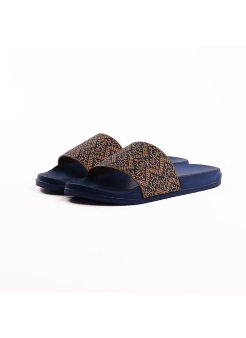 Onda Motif Comfortable, Light Weight & Stylish Slide Slipper for Women  Navy & Beige