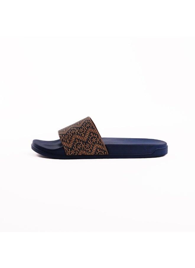 Onda Motif Comfortable, Light Weight & Stylish Slide Slipper for Women  Navy & Beige