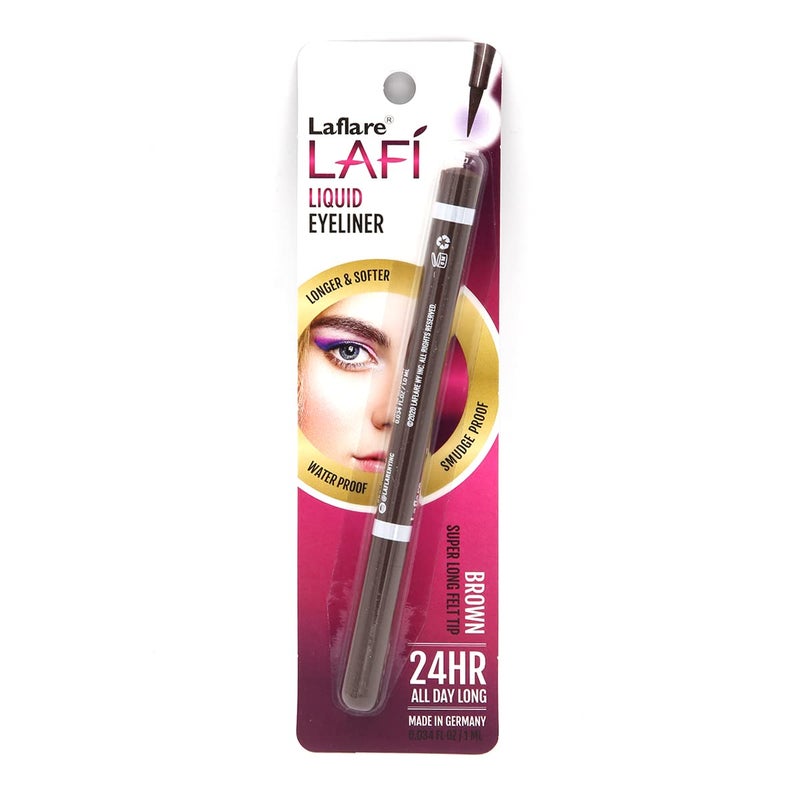 Laflare LAFI Liquid Eyeliner Super Long Felt Tip LongLasting Makeup Waterproof Smudgeproof All Day Long Eye Liner Brown