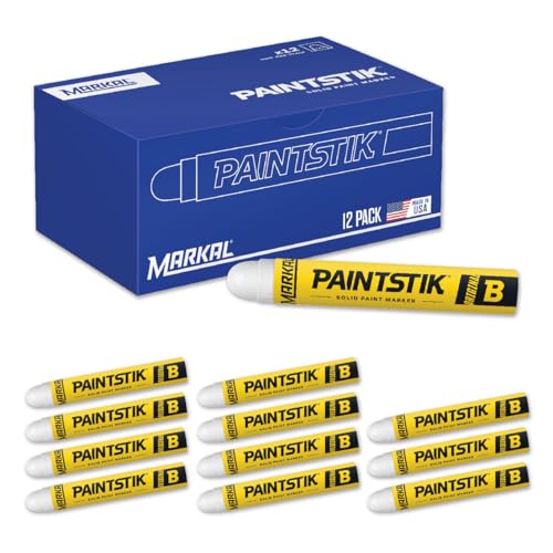 Markal 12-Pack White Paint Markers - Permanent, Waterproof & UV Resistant for Metal, Wood, Tires - Home & Industrial Use, Fade-Resistant, Made in USA - Works on Oily, Icy, Wet, Dry & Cold Surfaces - Image 1