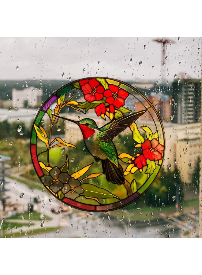 سونسر ملصقات زجاجية ملونة - تصاميم طيور الطنان والطيور، ملصقات مضادة للتصادم، ملصقات فينيل غير لاصقة - Image 5