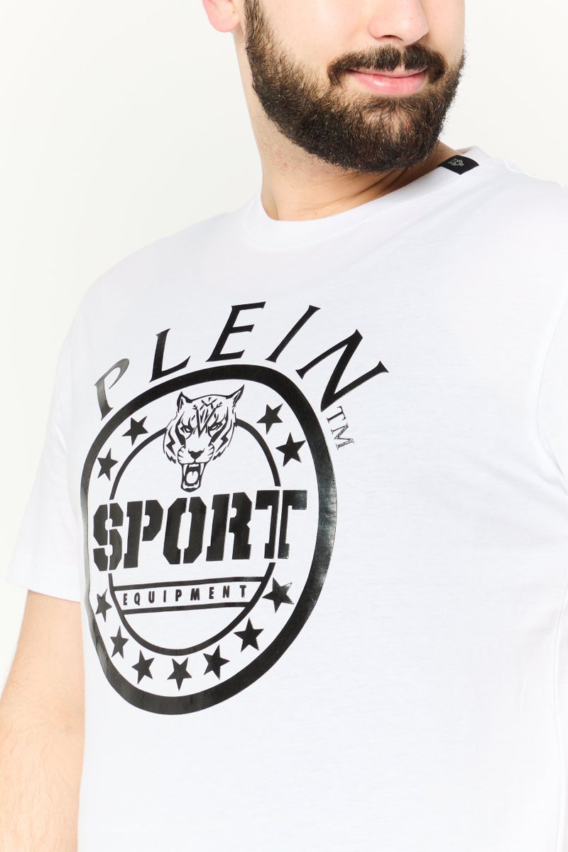 PHILIPP PLEIN Plein Sport Men Sportswear Fit Short Sleeve Outdoor T Shirt, White - Image 3