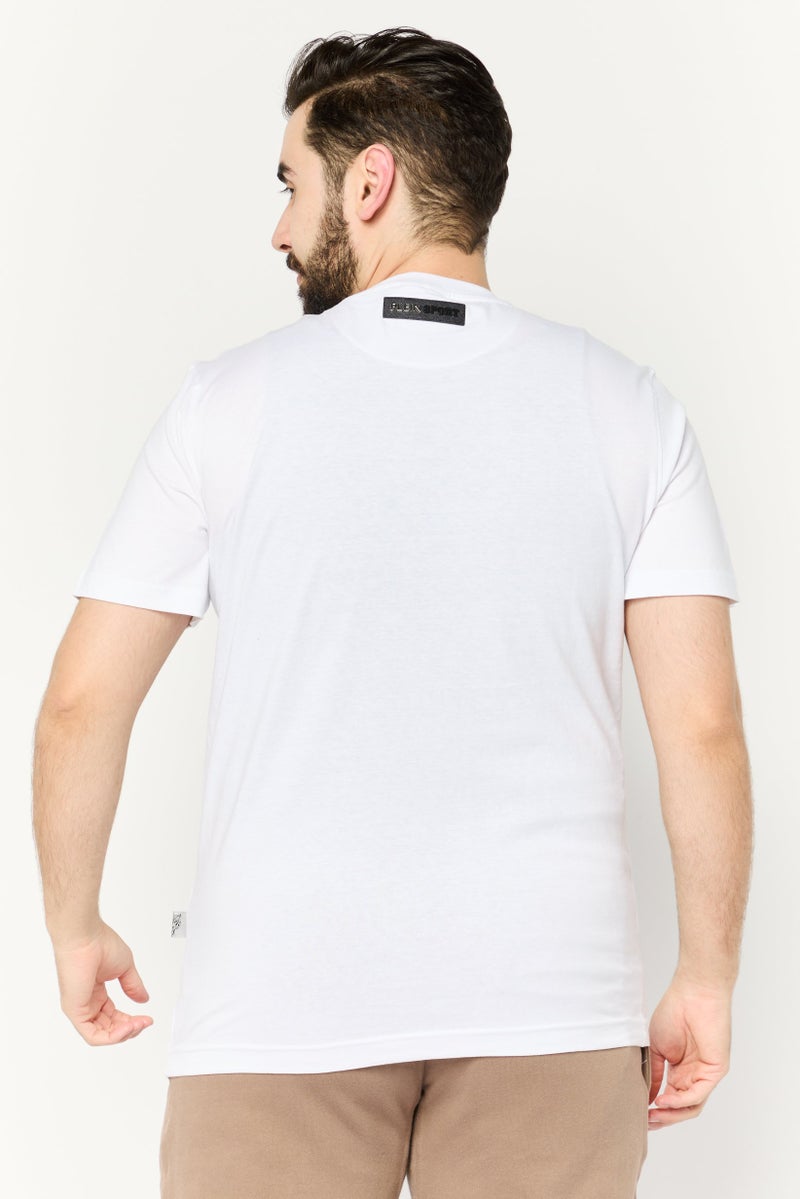 PHILIPP PLEIN Plein Sport Men Sportswear Fit Short Sleeve Outdoor T Shirt, White - Image 4