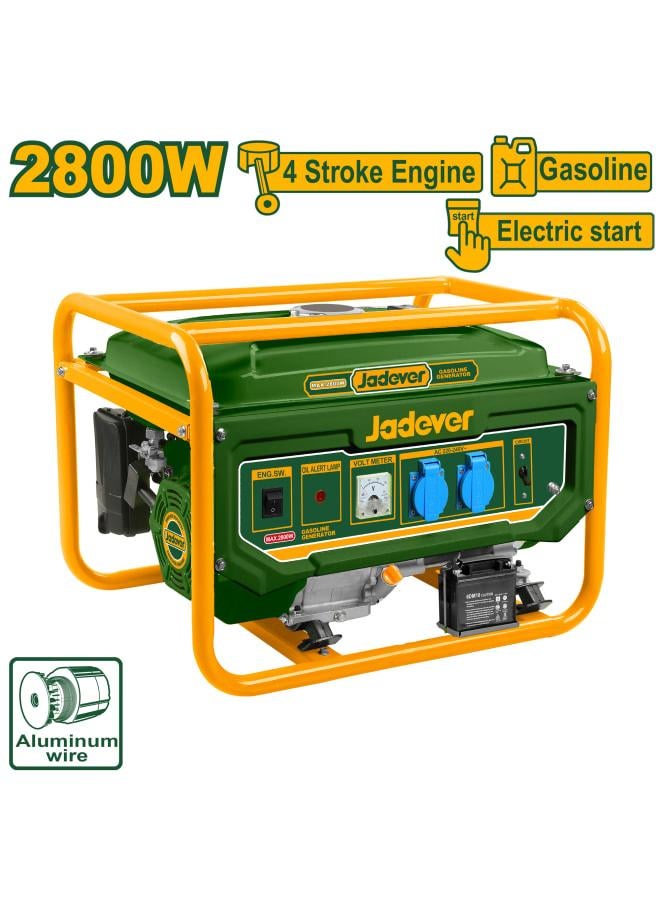 Jadever 2.8/2.5kW Petrol Generator with Recoil & Electric Start
