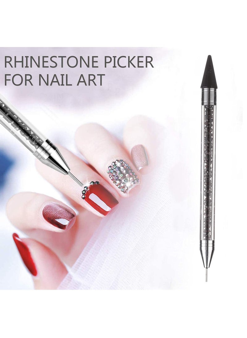 KASTWAVE - Rhinestone Picker Dotting Pen, Dual-Ended Wax Pencil Nail Art Gems Crystals Studs Pick Up Tool with 1 Extra Wax Tip - Image 1