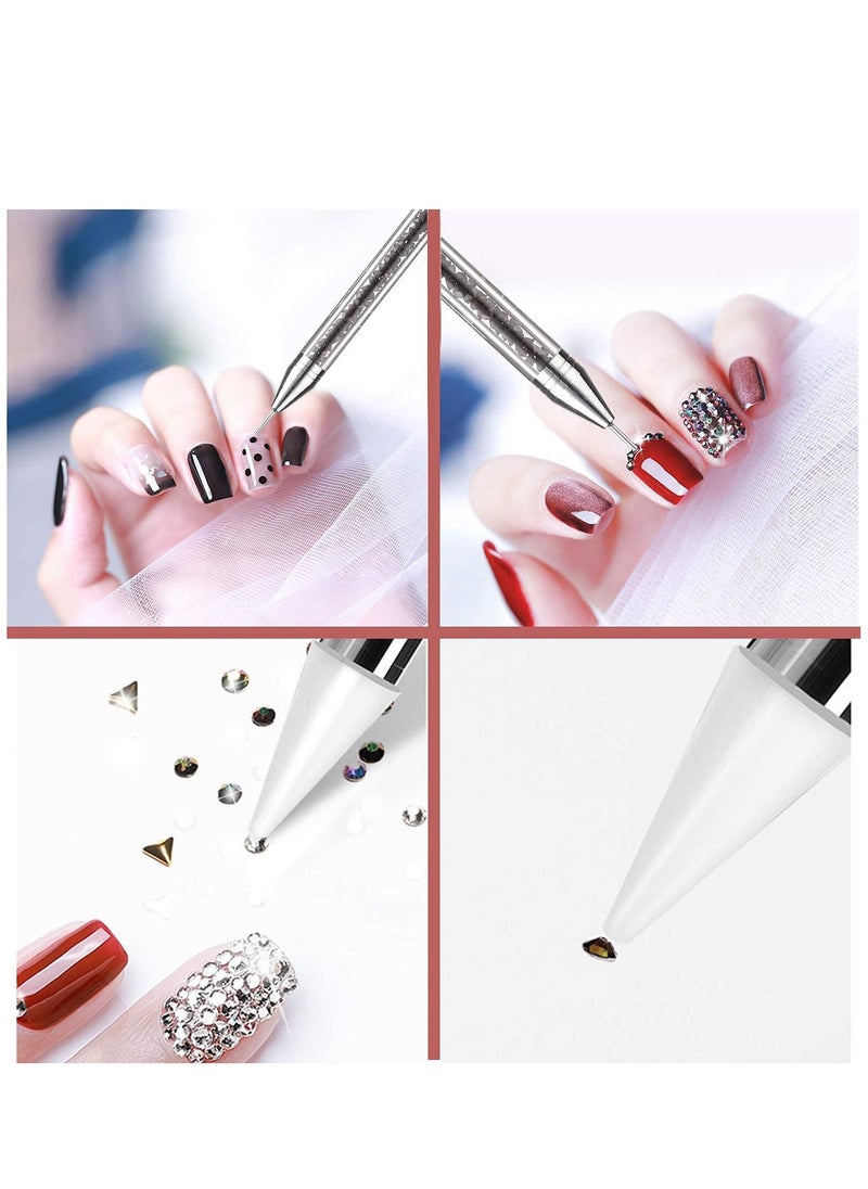KASTWAVE - Rhinestone Picker Dotting Pen, Dual-Ended Wax Pencil Nail Art Gems Crystals Studs Pick Up Tool with 1 Extra Wax Tip - Image 1