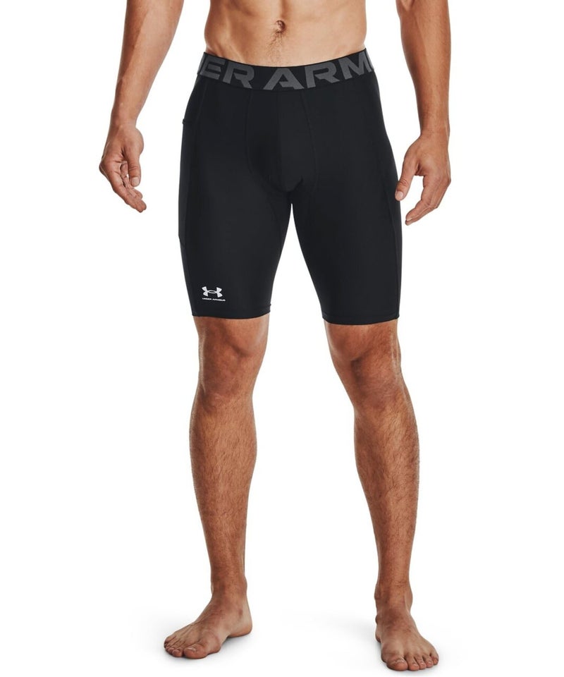 Under Armour Men's HeatGear Pocket Long Shorts , Black (001)/Pitch Gray, Medium - Image 1