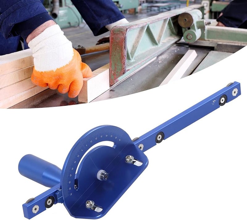 مقياس زاوية منشار طاولة من سبائك الألومنيوم مع قضيب دفع لأعمال النجارة الدقيقة ومشاريع DIY باللون الأزرق - Image 4