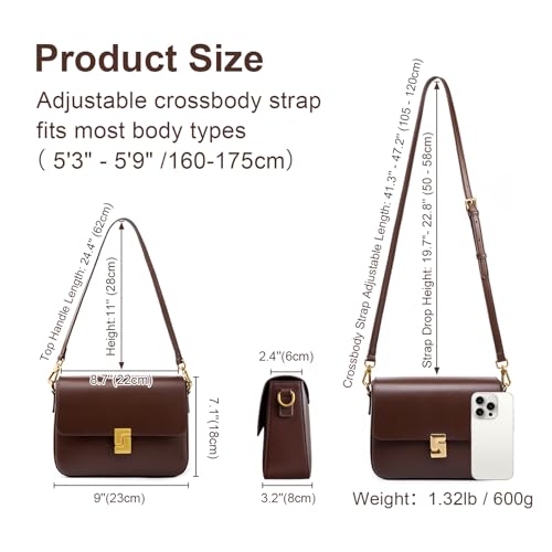 MoreFarther Shoulder Bags for Women, Genuine Leather Crossbody Purses Vintage Handbags-Adjustable Strap Designer Bags (White) - Image 3