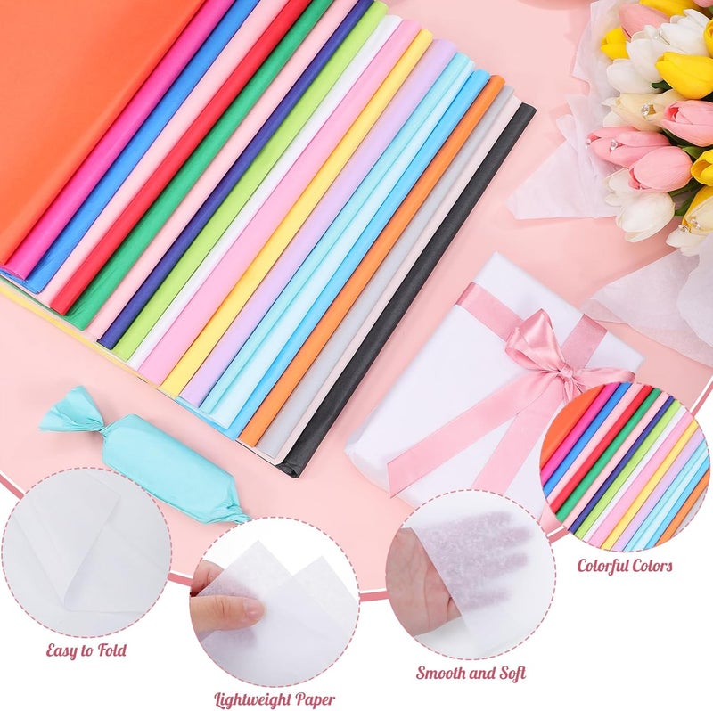 Woric 160 Sheets Multicolor Tissue Paper for Gift Bags - 20 x 14 Inches - Image 3