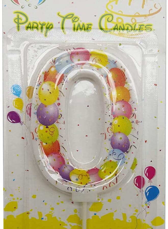 بارتي تايم بالون شمعة عيد ميلاد عدد 0 غير معطر، قطعة واحدة، متعدد الألوان - Image 1