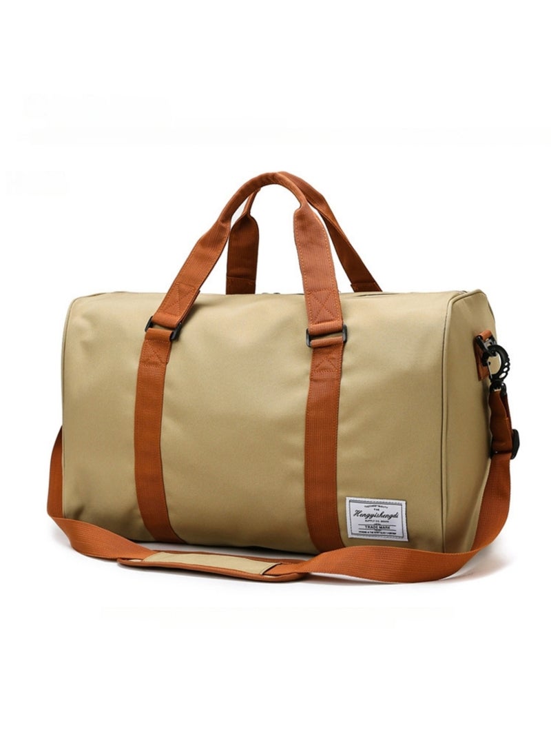 NOVOLAN Travel Duffel Bags, Versatile 35L Large Capacity Travel Bag for Yoga, Fitness, and Sports with Independent Shoe Compartment, Durable Water-Resistant Fabric, Smooth Zippers, 48x24x30cm (beige)  - Image 1