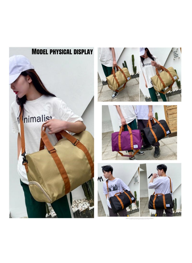 NOVOLAN Travel Duffel Bags, Versatile 35L Large Capacity Travel Bag for Yoga, Fitness, and Sports with Independent Shoe Compartment, Durable Water-Resistant Fabric, Smooth Zippers, 48x24x30cm (beige)  - Image 3