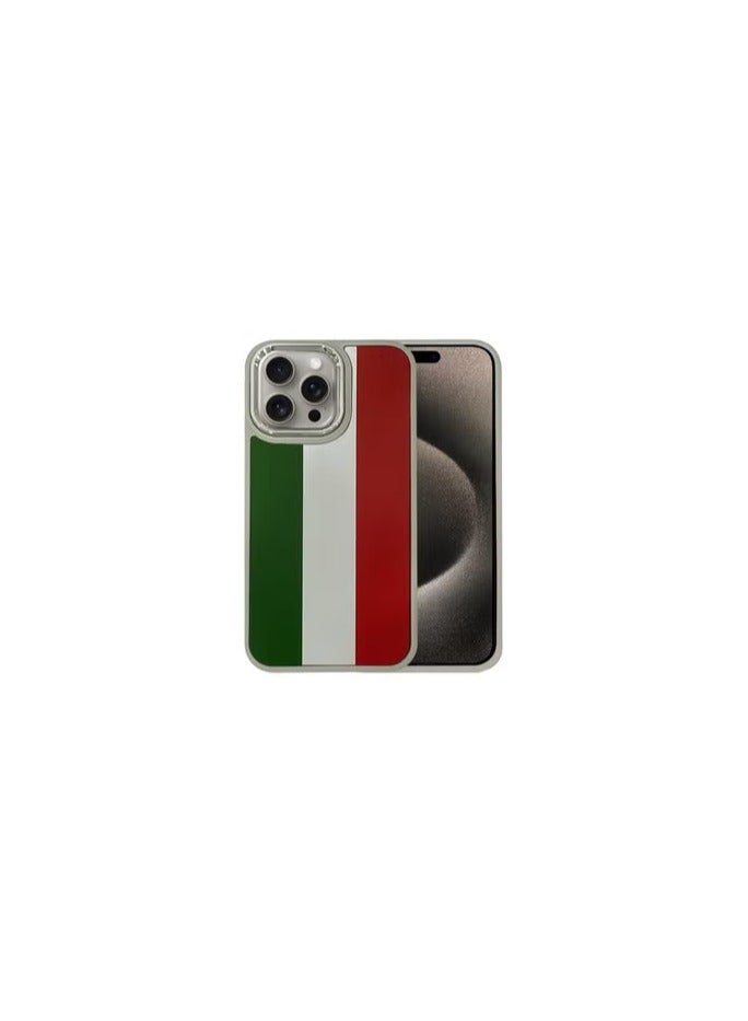 CATANES (for iPhone 15 Pro Max) Case, Hard PC Case, Shockproof Protective Case Cover / Italy Flag - Side Natural Titanium - Image 1