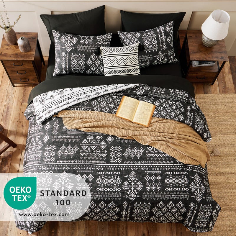 Geniospin King Size Comforter Set- 7 Pieces Boho Bed in a Bag, Western Bedding Set for All Seasons, Reversible Aztec Bedding, Lightweight Comforter Bed Set with Sheets, Pillowcases & Shams - Image 4