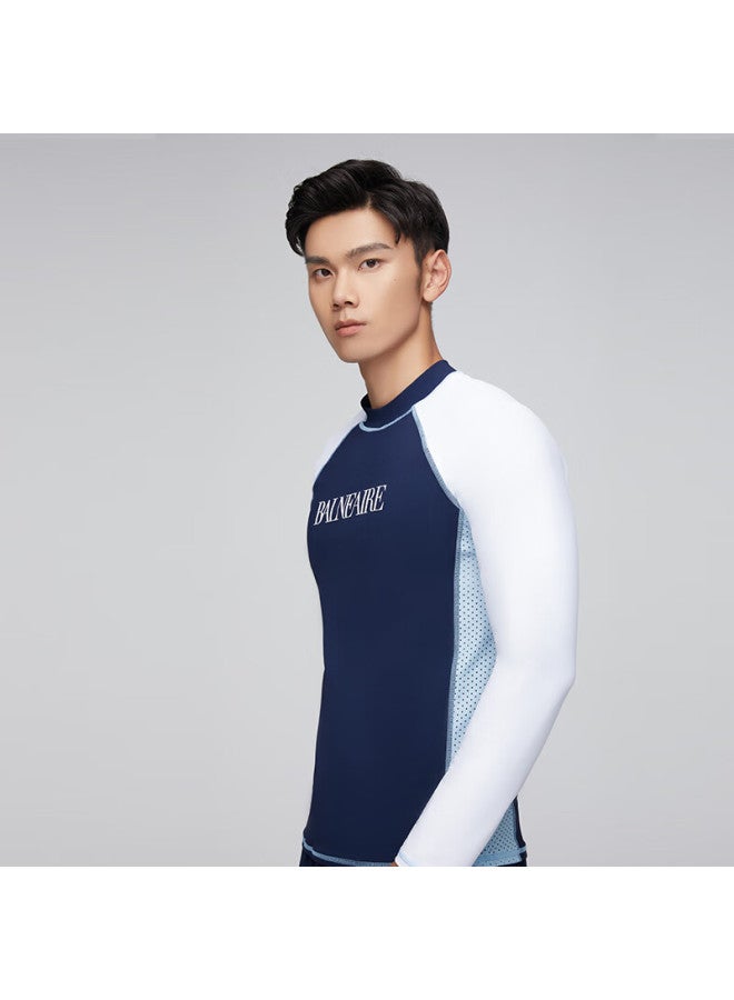 Balneaire Men's Long Sleeve Swimwear Sunscreen Quick-dry Fashion Thermal Spring Swimming Top 3XL - Image 2