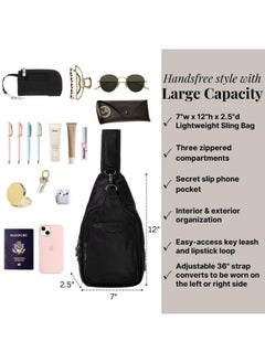 Baggallini Baggallini Central Park Sling - Sling Crossbody Bag for Women with Convertible Adjustable Shoulder Strap, Black  - Image 4