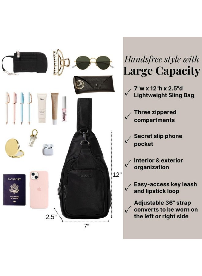 Baggallini Central Park Sling - Sling Crossbody Bag for Women with Convertible Adjustable Shoulder Strap, Black - Image 4