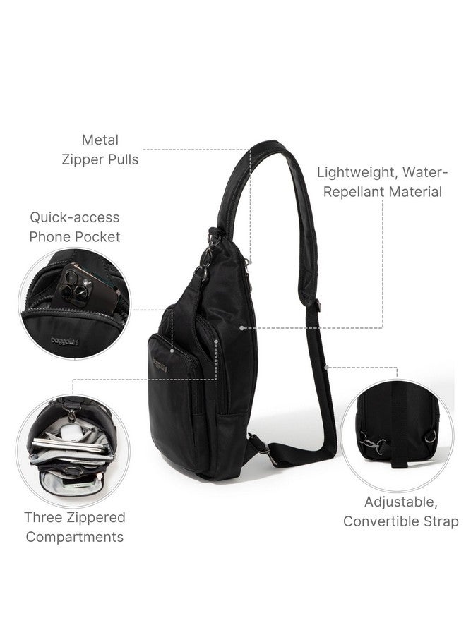 Baggallini Central Park Sling - Sling Crossbody Bag for Women with Convertible Adjustable Shoulder Strap, Black - Image 3