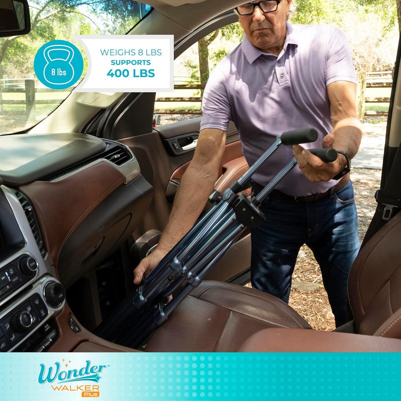 Stander EZ FoldNGo Walker Lightweight Folding Mobility Frame with 2 Swivel Wheels Elderly Travel Walking Aid Regal Rose Eligible for VAT Relief in the UK - Image 4