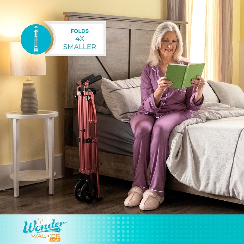 Stander EZ FoldNGo Walker Lightweight Folding Mobility Frame with 2 Swivel Wheels Elderly Travel Walking Aid Regal Rose Eligible for VAT Relief in the UK - Image 3