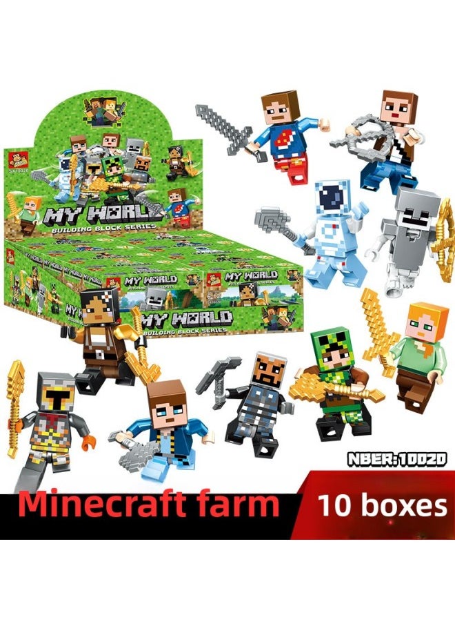 Minecraft Chinese Building Blocks 8 To 12 Years Old Boys Assembled Toys Small Particle Spider-man Minifigure Blind Box-Color:[30 Boxes] Ultraman Mecha Comes With Base Plate