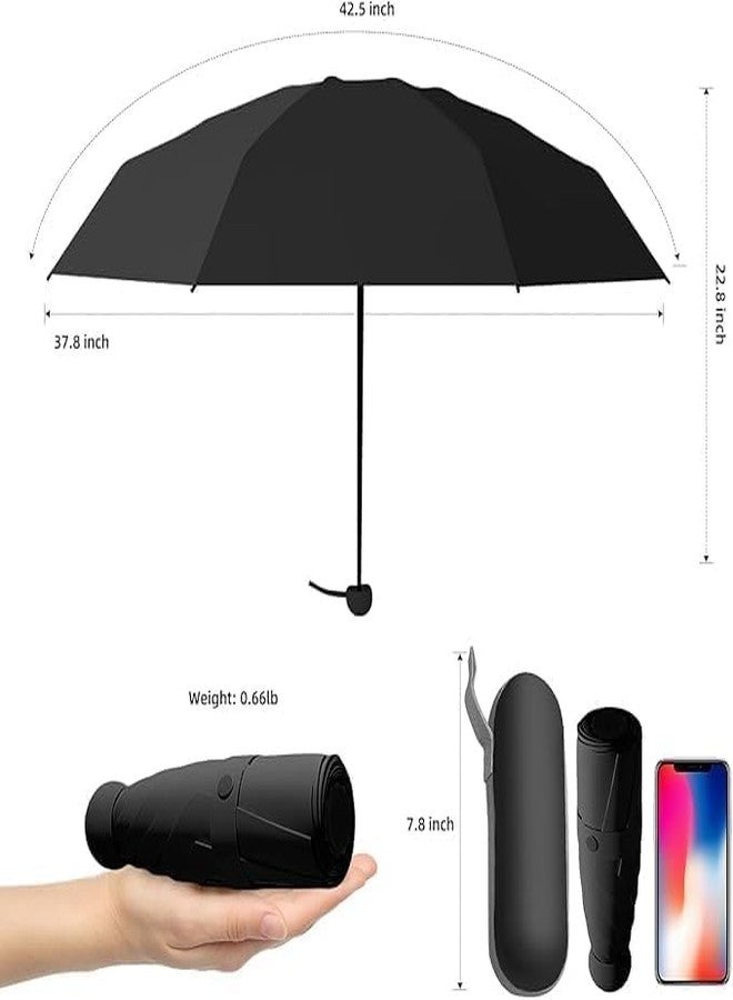 MOROVIK Portable Auto Travel Umbrella, UV Big Size Umbrella for Sun Protection Rain Windproof Strong large 3 fold for men women kids boys girls Perfect small & stylish Windproof & Compact (BLACK ( POUCH ) - 1) - Image 4