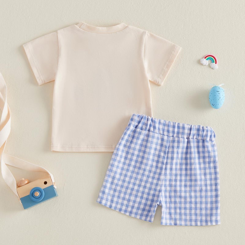 LAGKIYOJ Baby Boy Easter Outfits Cross Truck Embroidery T-Shirt + Shorts Set Toddler Clothes 6 12 18 24 months 2T 3T 4T (Apricot, 3-4T) - Image 4