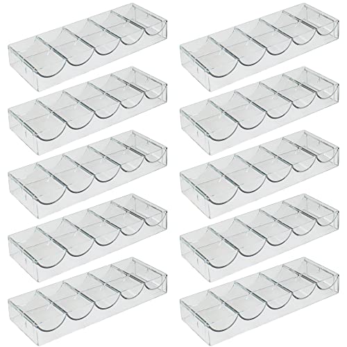 Brybelly Clear Acrylic Poker Chip Tray | for Standard Size Chips & Clay Chips | Each Tray Holds 100 Chips | 10 Trays - No Lids - Image 1
