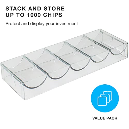 Brybelly Clear Acrylic Poker Chip Tray | for Standard Size Chips & Clay Chips | Each Tray Holds 100 Chips | 10 Trays - No Lids - Image 2