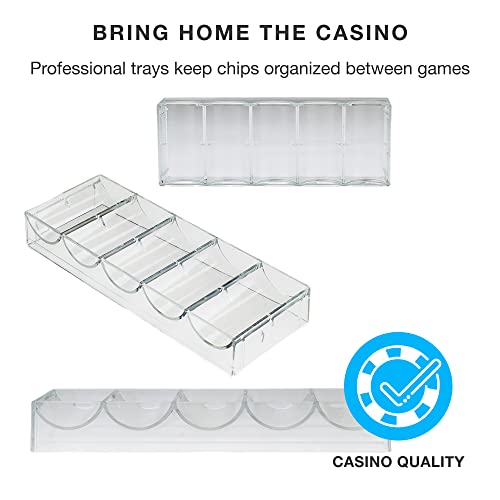 Brybelly Clear Acrylic Poker Chip Tray | for Standard Size Chips & Clay Chips | Each Tray Holds 100 Chips | 10 Trays - No Lids - Image 3