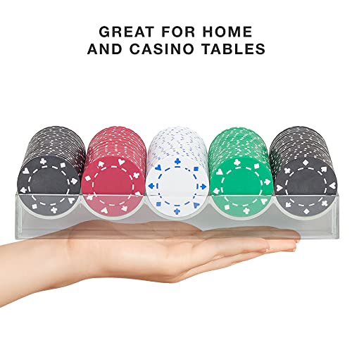 Brybelly Clear Acrylic Poker Chip Tray | for Standard Size Chips & Clay Chips | Each Tray Holds 100 Chips | 10 Trays - No Lids - Image 4
