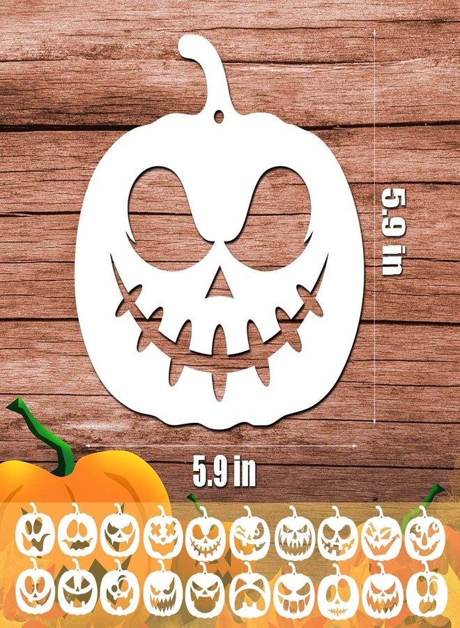 Suartus Halloween Pumpkins Face Stencils, 20pcs Pumpkin Face Stencils for Carving Painting,Reusable Plastic Pumpkins Face Drawing Template for DIY Pumpkin Carving,Wood,Walls,Art Crafts Decoration - Image 5