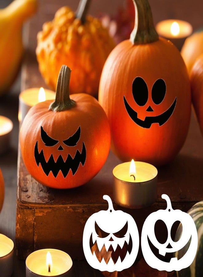 Suartus Halloween Pumpkins Face Stencils, 20pcs Pumpkin Face Stencils for Carving Painting,Reusable Plastic Pumpkins Face Drawing Template for DIY Pumpkin Carving,Wood,Walls,Art Crafts Decoration - Image 3